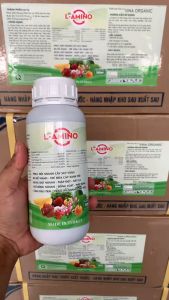 Phân bón hữu cơ VINA ORGANICL-AMINO 500ml: phục hồi nhanh cây suy vàng ra rễ mạnh trẻ hóa cây xanh tốt bung đọt nhanh mập đọt dày lá vọt bông nhanh đồng loạt mập bông tăng đậu trái trái lớn nhanh đẹp trái