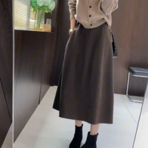 Hebe Style High Waist A-Line Mini Skirt Womens Autumn Winter New Slimming Midi Skirt Casual Hip Covering Skirts
