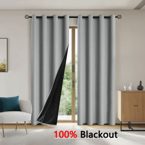 1pc Solid color full shading and sun protection 100% Blackout curtains bedroom and living room shading curtains