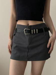 [Niche Style] Leather Asymmetrical Belt Female Simple Personality Fashion Match Denim Skirt Vintage Belt Men