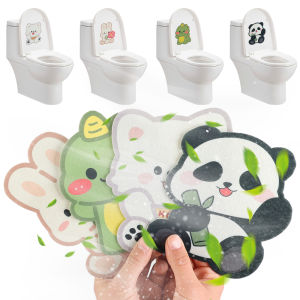 4Pcs Self-adhesive Remove Odor Fresh Air Animal Pattern Flower Fragrant Toilet Sticker Suitable for Bathroom Kitchen Wardrobe