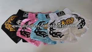 Muay Thai Shorts Pink Thai Boxing Shorts Traditional Embroidery Satin Men Women Kids Martial Arts MMA Kickboxing Training Pants