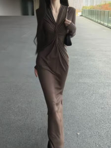 CHANGTONG | Retro Fashion Slim Fit Pencil Maxi Dress