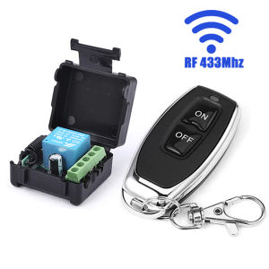 RF433Mhz รีโมทคอนโทรลไร้สายสวิทช์ DC 12V 10A รีเลย์ตัวรับสัญญาณรีเลย์สําหรับประตูโรงรถประตูล็อคโมดูล DIY สมาร์ทสวิทช์