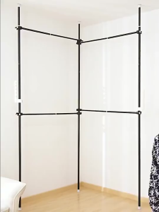 Clothes Hanging Rack Floor To Ceiling Adjustable Clothes Hanging Rack with Bars Metal Multi-pole hanger Coat Rack