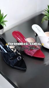 Sandal Wanita Chunky Preasi Double Gesper Sandal Hak Wanita Kokop Tinggi 6 cm