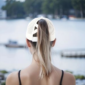 1 PC thoáng khi nhanh khô Mũ bóng chày với lỗ buộc tóc đuôi ngựa Giày thể thao ngoài trời có thể điều chỉnh Mũ bóng chày cho đi xe đạp đi câu cá