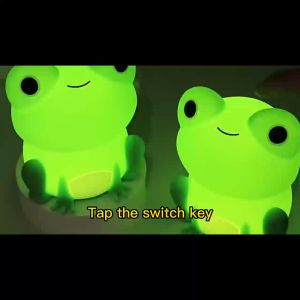 Qiqi Cartoon Frog Silicone LED Night Light with Timer and Touch Sensor Portable Kids Room Sleep Aid Lamp