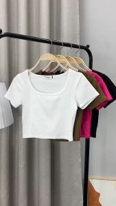 Áo Thun Cổ Vuông Tay Ngắn MisoulÁo Croptop Cộc tay Cotton 168