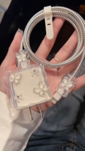 Rainbow case พร้อมส่ง ชุดถนอมสายชาร์จ ลายหมาเขียว สำหรับ 18w 20w