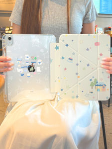 zoyu | Protective Transparent Slim Case with Full Protection and Stylus Slot Rotatable Stand Cute