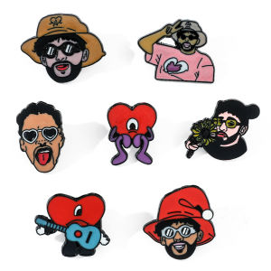 Bandai | Cute Bad Bunny Brooch Cosplay Singer Bad Rabbit Red Heart Badge Enamel Brooch Clothing Backpack Pin Decoration Accessories Gifts