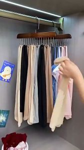 Trustella Wooden sling hanger multifunctional underwear underwear underwear storage solid wood hook wave drying rack