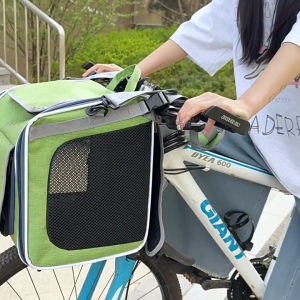 HATELI Dog Bike Basket Carrier Expandable Foldable Soft-Sided Cat Carrier Open Doors Pet Travel BagDog Backpack Carrier Safe and Easy for Small Medium Cats and Dogs
