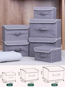 bicoy | Cotton Linen Storage Box for Student Dormitory Foldable Wardrobe