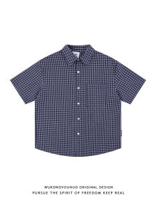 WUKONGYOUHUO | Summer Japanese and American Style Plaid Short Sleeve Loose Shirt