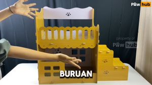 PAWHUB Premium Kasur Tingkat Kucing Multifungsi dengan Garukan Kucing dan Mainan Bola / Cat Bunk Bed with Cat Scratcher Board & Ball Toy