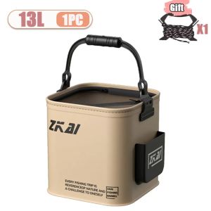 1-2PCS 8/13L Multi-Purpose Collapsible Fishing Bucke Water Pail Durable Portable Handheld Bucket With Lid for Outdoor Camping