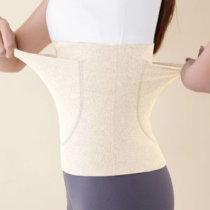 1Pc Womens DEvelvetfabric Waist Belt With Two Pockets Breathable Support Belt Keep Your Stomach Warm & Protect Your Stomach