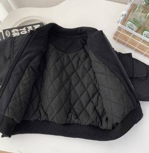 Boys Cotton-Padded Baseball Jacket Autumn Winter Style Childrens Outerwear Trendy Baby Toddler Clothes Zipper Closure Long Sleeve