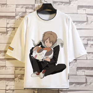 Summer Half Sleeve Mens T-shirt Anime Printed Couple Clothes Loose Fit Casual Daily Wear Polyester Fiber Ice Silk Crewneck
