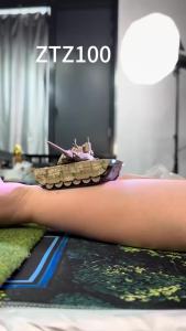 1:68 Mini RC Tank Full Proportional Remote Control 2.4GHz IR Battle Sound Light Scale Model Desktop Military Vehicle