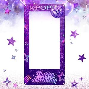 1 Cái Khung Ảnh Nền Màu Tím K-POP Với Họa Tiết Chúc Mừng Sinh Nhật Chất Liệu Polyester Đạo Cụ Chụp Ảnh Cho Bữa Tiệc Sinh Nhật Chủ Đề K-POP