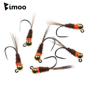 6PCS #12 ~#16 Barbless Tungsten Jig Nymph Brown Euro Perdigon Nymph Wet Fly Fishing Spanish Nymphs Trout Grayling Whitefish Fly