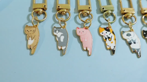 JS SHOP 1Pcs Kitten Keychain Couple Gift Cat Charm Key ring Hanging Pendant Accessories