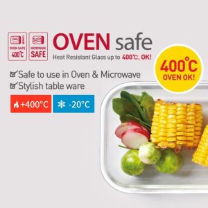 Glass Lunch Box | Kotak Makan Borosilicate Heat-Resistant | 1 2 3 Compartment Rectangle Round Soup Bowl | Microwave Oven Freezer Safe Leakproof BPA-Free PP5 Lid with Steam Vent Bekas Makanan | Bento Food Storage Container Baking Bowl | PriceKini