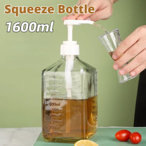 1600ml Hand Pressed Plastic Bottle Large Capacity Beverage Utensils Squeeze Bottle Quantitative Pressing