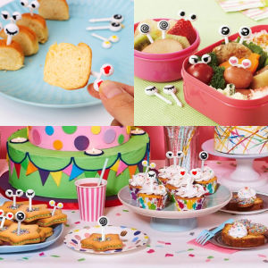 10Pcs/Set Mini Skewers Cute Cartoon Eyes Kawaii Lunch Bento Box Food Fruit Picks Fork Sticks Buffet Sandwich Toppers Decor fork