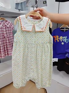 Baby Girls Summer Romper Suit Cotton Modal Pure Cotton Sleeveless Seven-Piece Pants Crawling Suit Baby Clothes Infant Clothes