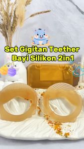 Teether Bayi Silikon BPA Free 2in1 Gigitan Bayi Lembut Mainan Bayi Free Kotak WJ043