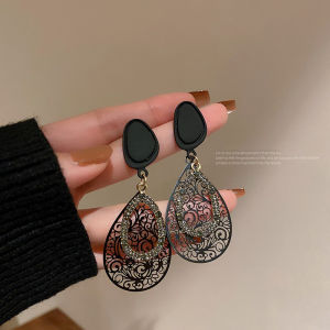 Korean Fashion Black Water Drop Shape Earrings for Women Wedding Party Earring Jewelry Accessories