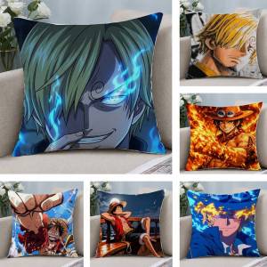 Bandai | One Piece Trafalgar Law Anime Plush Pillow Cover Soft Short Plush Cushion Cover For Sofa Bedroom Home Decor Gift Decoration
