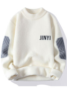 Áo Len Dệt Kim Dày Ấm Áp Cho Nam Mùa Đông Áo Lót Lông Cáo Giả Áo Sơ Mi Cổ Cao Dài Tay Thường Ngày Thời Trang