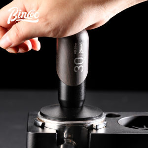 BINCOO 51mm/58mm Constant force Stainless Steel  Coffee Tamper Powder Pressed Hammer  Wooden Handle Threaded surface
