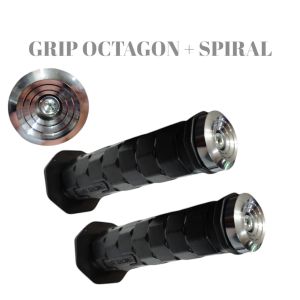 Handgrip Octagon Plus Jalu Stang Spiral Chrome Set Kanan Kiri Sepasang Universal Semua Motor