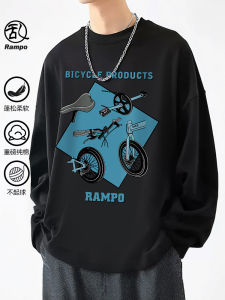 Rampo Autumn New Heavyweight Long Sleeve Mens T-shirt Casual Loose Trendy Pure Cotton Base Shirt Body Tee Fashionable Menswear