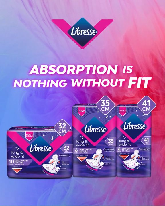 Libresse Wider Back Night Wings 41cm (6s) Soft, Quick Absorption