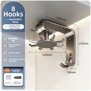 YNQN | Wall-mounted Rotating Kitchen Utensil Hook Rack