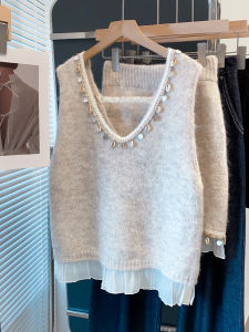 JIANDIYA | Lace V-Neck Loose Outwear Knit Vest