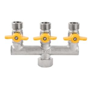 DanXiLu |Copper Water Tap Valve Splitter 1-Inlet 3-Outlet 4-Way With Live Joint Valve