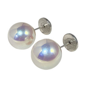 Natural Akoya Pearl Stud Earrings 999 Sterling Silver Australian Mother-of-Pearl Imitation Sea Water Full Luster Womens Jewelry