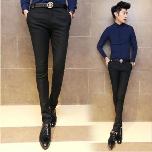Trendy Slim Fit Mens Casual Pants Korean Style Fashionable All-Match Winter Tightened Long Pants Harlan Style Khaki Color