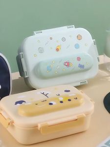 1000ml Cartoon Stainless Steel 316 Thermal Lunch-Box Leak-Proof Kids Microwave Bento Box Student Foo