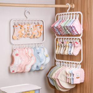 Baby Clothes Hanger with Clips Clothes Drying Rack for Socks Bras Underwears Hats Towels Gloves Closet Space Saving Hanger