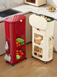ASCOR | Large Capacity Movable Double-layer Tall Trash Can For Kitchen