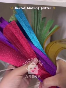 Paket Kertas Bintang GLITTER 18 Warna RANDOM Lucky Star Paper Origami Gliter Metallic Berkilau Dekorasi Pajangan Art Craft